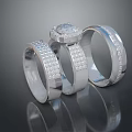 Shiny Silver Rings Adorned With Diamond Accents For Stylish Fashion Jewelry