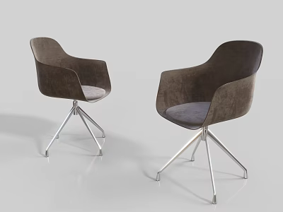 Modern Dark Gray Velvet Leisure Chair With Metal Star Shaped Base 3d model