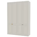 Sleek White Wardrobe With Vertical Panel Design And Brass Handles