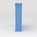 Stylish Blue Wine Cabinet With Glass Doors Shelves And Bottom Drawers