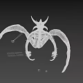 Dark Alien Monster Creature Design With Horns Wings And Long Limbs