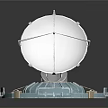 Detailed Spherical Structure With Blue Base And Metal Supporting Frames