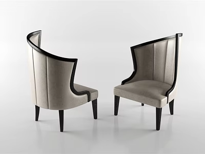 Modern Accent Chairs With Beige Upholstery Black Wooden Legs And Curved Backrest For Comfortable Seating 3d model