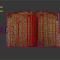 Ancient Open Book With Golden Text And Blue Cover On Dark Background