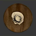 Textured White Candle Holder With Natural Stump Design On Round Wooden Tray