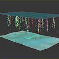 Blue Household Decorative Mat With Hanging Chains And Small Boat Ornament
