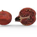 Two Fresh Red Pomegranates Ripe Whole Healthy Natural Organic Fruit On White Background