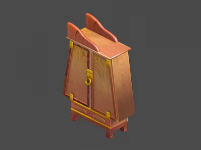 Traditional Wooden Wardrobe with Golden Accents Double Doors and Carved Legs Design 3d model