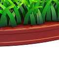 Lush Green Grass With Circular Shape And Brown Edge Base Design 3d model