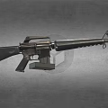Detailed View of Classic Rifle With Metal Receiver Wooden Stock and Magazine