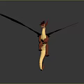 Red Horned Dragon Like Game Movie Character With Black Wings Spotted Body And Long Tail
