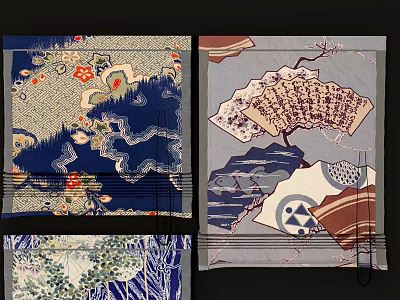 Japanese-style kitchen curtain hanging curtain 3d model