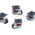 Heavy Duty Industrial Equipment Casters with Metal Mounting Plate and Black Wheels