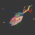 Yellow Helicopter With Rotor Blades Cockpit Windows And Reflective Surface Design
