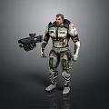 3D Model of Male Character in Combat Armor With Large Gun
