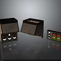 Two Wooden Black Device Units With Open Lids And Control Panel 3d model