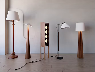 Quiet Ancient Floor Lamp Floor Lamp Combination Wooden Floor Lamp Fishing Lamp Sunset Lamp 3d model