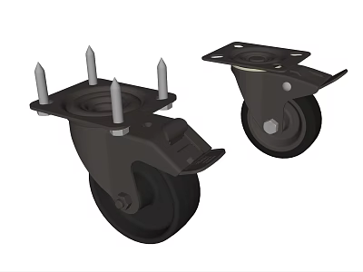 Commercial Equipment Heavy Duty Casters With Swivel Wheels Brake And Mounting Plate 3d model