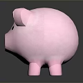 Cute Pink Piggy Bank With Smooth Surface Displayed On Dark Background