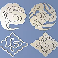 Traditional Cloud Pattern Carvings With Various White Decorative Designs 3d model