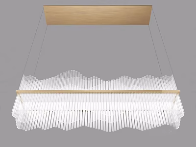 Modern Crystal Chandelier With Wavy Transparent Crystal Strips And Golden Frame Interior Decor 3d model