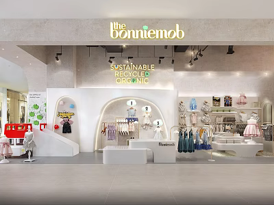 Sustainable Kids Clothing Store Interior With Recycled Organic Apparel And Displays 3d model