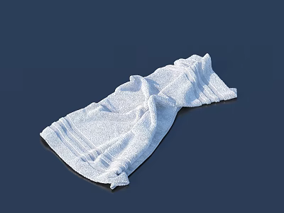 White Soft Textured Folded Towel Neatly Placed on Dark Blue Background 3d model