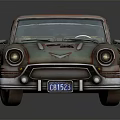Vintage Classic Car With Rusty Body Red Rusted Roof And Front Circular Emblem