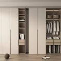 Modern Wardrobe Interior Design With Hanging Clothes Shelves And Storage Boxes 3d model