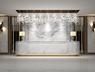 Modern reception desk, sales office, clubhouse, background wall, front desk, reception desk, bar counter 3d model