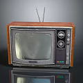 Vintage Electronic Appliance Retro Television With Wooden Case Antenna And Knobs