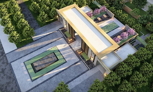 New Chinese Style Pavilion Residential Area Waterscape Landscape House Under-forest Activity Area Under-forest Chess Space Axis Waterscape Wall 3d model