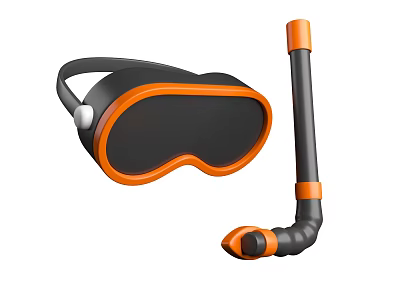 Durable Modern Orange Black Snorkel Mask and Tube Sports Equipment for Diving Activities 3d model