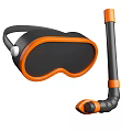 Durable Modern Orange Black Snorkel Mask and Tube Sports Equipment for Diving Activities 3d model