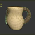 Stylish Cream Colored Pitcher With Red Handle And Rounded Modern Design 3d model