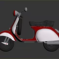 Red and White Classic Scooter With Black Seat And Chrome Details On Reflective Surface