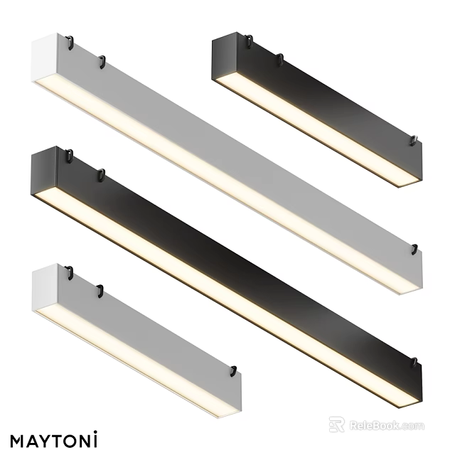Modern LED Linear Downlights and Spotlights with Black White Design for Home Lighting 3d model 