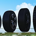 Various Tires With All Season Performance And Off Road Tread Patterns 3d model