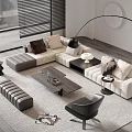 Modern Sofa And Coffee Table Set With Floor Lamp Accent Chair And Throw Pillows