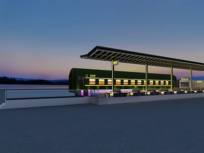Evening Outdoor Restaurant With Covered Patio Twilight Sky And Mountain View Lighting 3d model