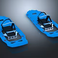 Blue Snowshoes Featuring Black Straps And Anti Slip Spikes For Winter Outdoor Sports