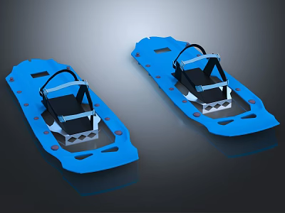 Blue Snowshoes Featuring Black Straps And Anti Slip Spikes For Winter Outdoor Sports 3d model