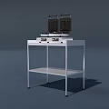 Two Black Waffle Makers As Kitchen Appliances On Metal Table 3d model