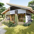 Modern Rural Self Built House With Terrace Large Windows And Green Trees