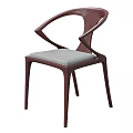 Modern Curved Armrest Accent Chair With Dark Brown Wooden Frame And Gray Fabric Cushion