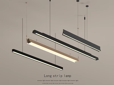 Modern Sleek Long Strip Pendant Lights With Black And Gold For Interior Design 3d model