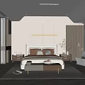 Modern Bedroom Interior Design With Herringbone Floor Bed Nightstands Area Rug And Accent Chair