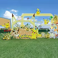 Pokémon Themed Outdoor Garden Landscape With Character Figures And Green Grass