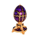 Purple Gold Egg Shaped Decorative Ornament Set With Intricate Base Design
