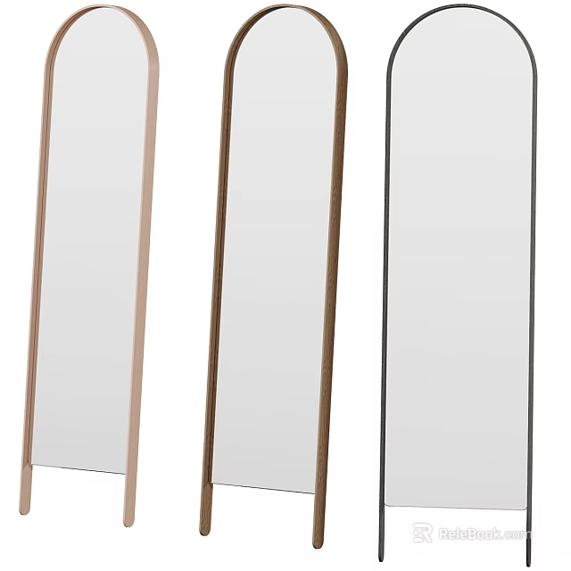 Elegant Modern Floor Standing Full Length Mirror with Three Color Options 3d model 